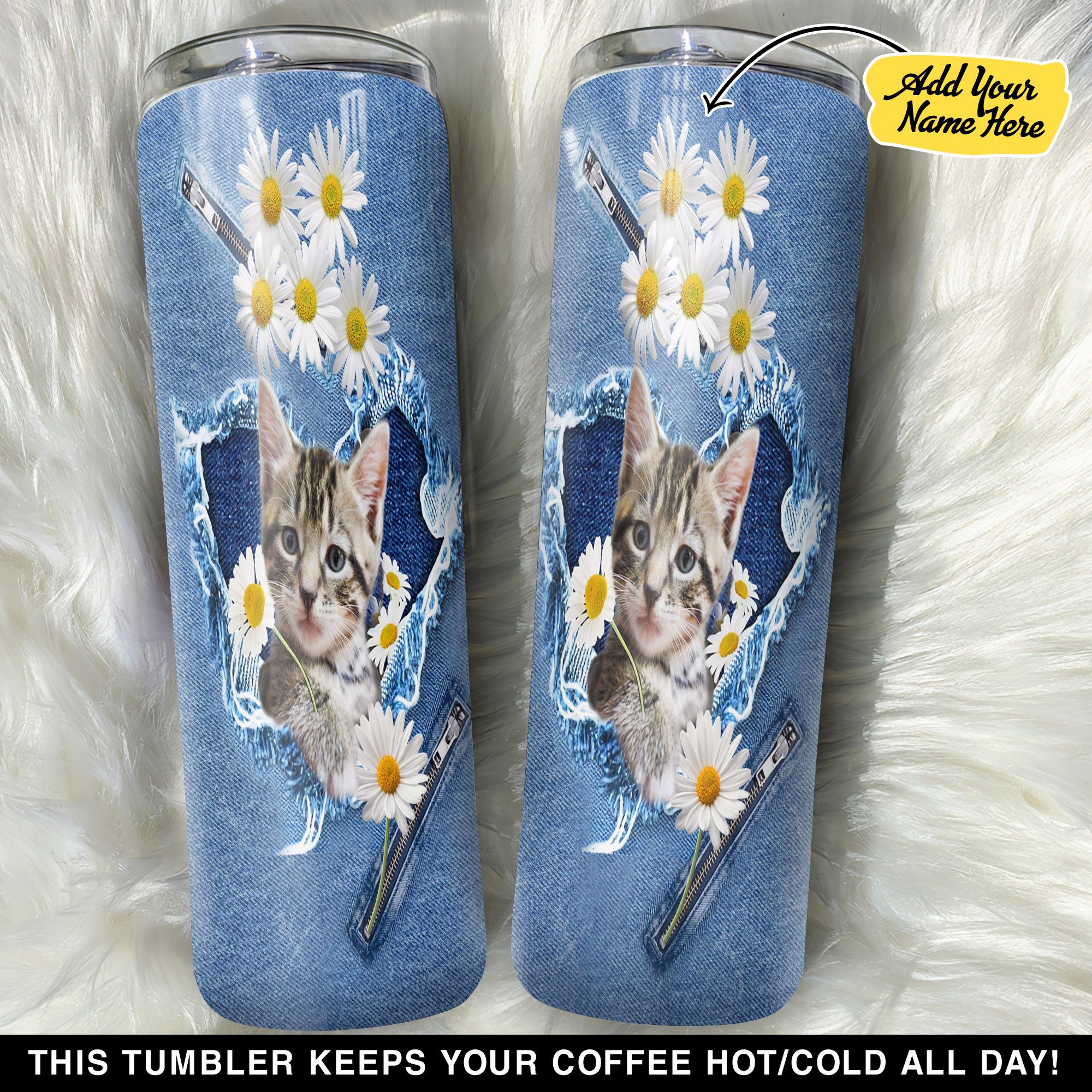 Personalized Dragon Li Kitten American Cat Daisy Blue Jean GS0101475OD Skinny Tumbler