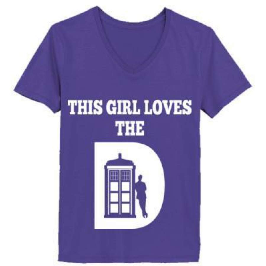 AGR Doctor Who This Girl Loves The D – Ladies’ V-Neck T-Shirt