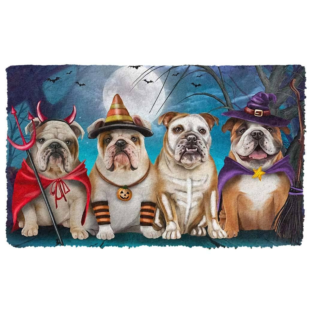 Gearhumans 3D English Bulldog Halloween Custom Doormat