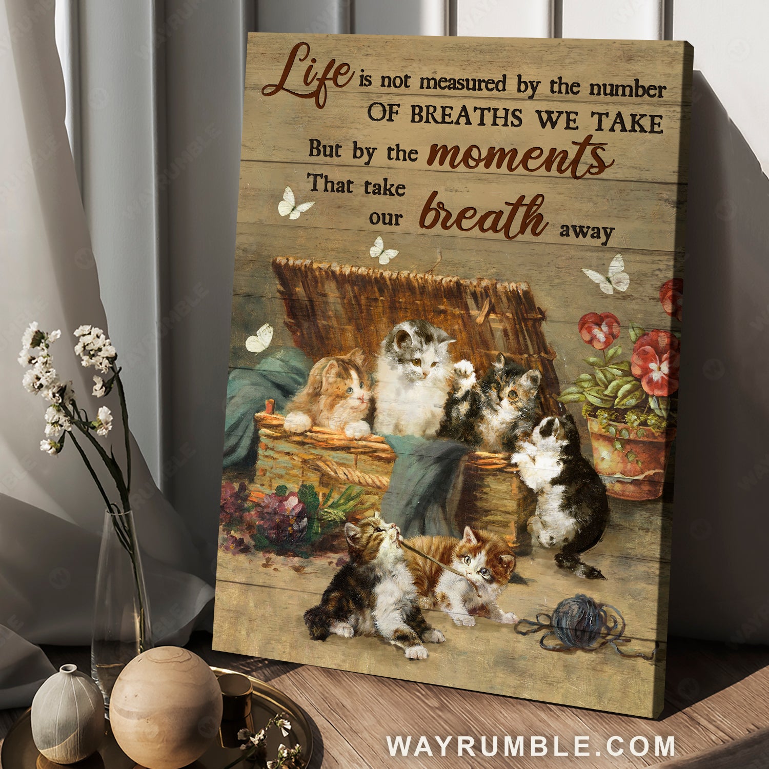 Tabby Kittens, Seagrass Basket, The Moments Take Our Breath Away – Jesus Portrait Canvas Prints, Christian Wall Art