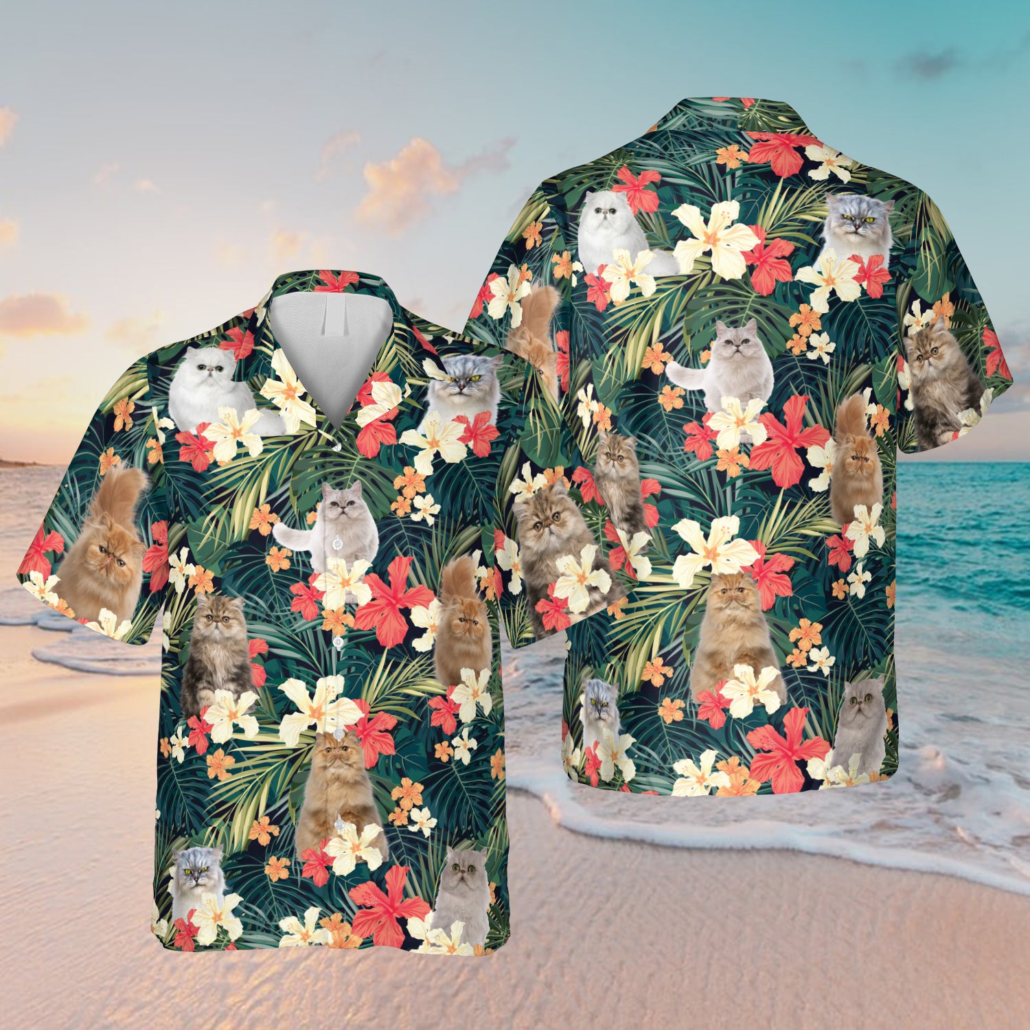 Floral Persian Kitty Hawaii Beach Cat Clothing Ha17767