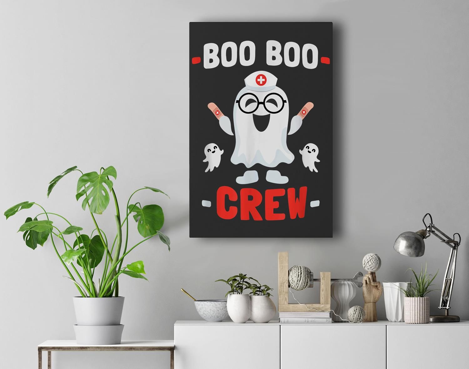 Womens Mens Funny Boo Boo Crew For Halloween Nurse Premium Wall Art Canvas Decor