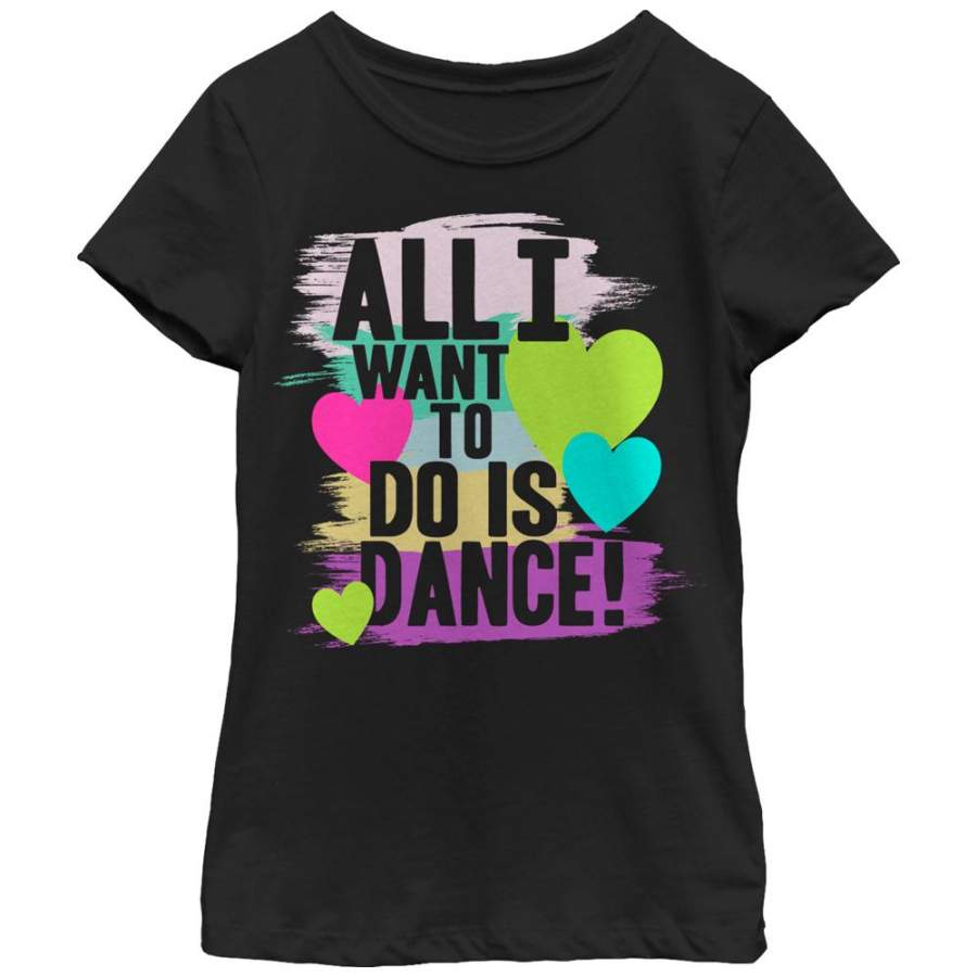 CHIN UP Girl’s All I Want to Do is Dance  T Shirt Black