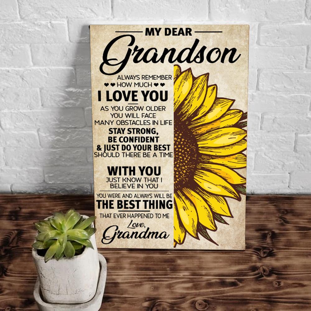 My Dear Grandson Always Remember How Much I Love You Portrait Poster & Canvas Gift For Grandson From Grandma Decor Home Decor Wall Art Visual Art