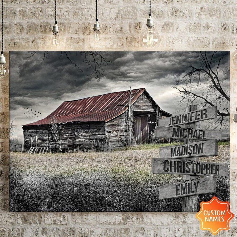 [Personalized Name] Storm Barn With Family  – Best Idea Gift For Couple, Gift For Home Decor, Gift For Family – Horizontal Canvas Matte Canvas Wall Art