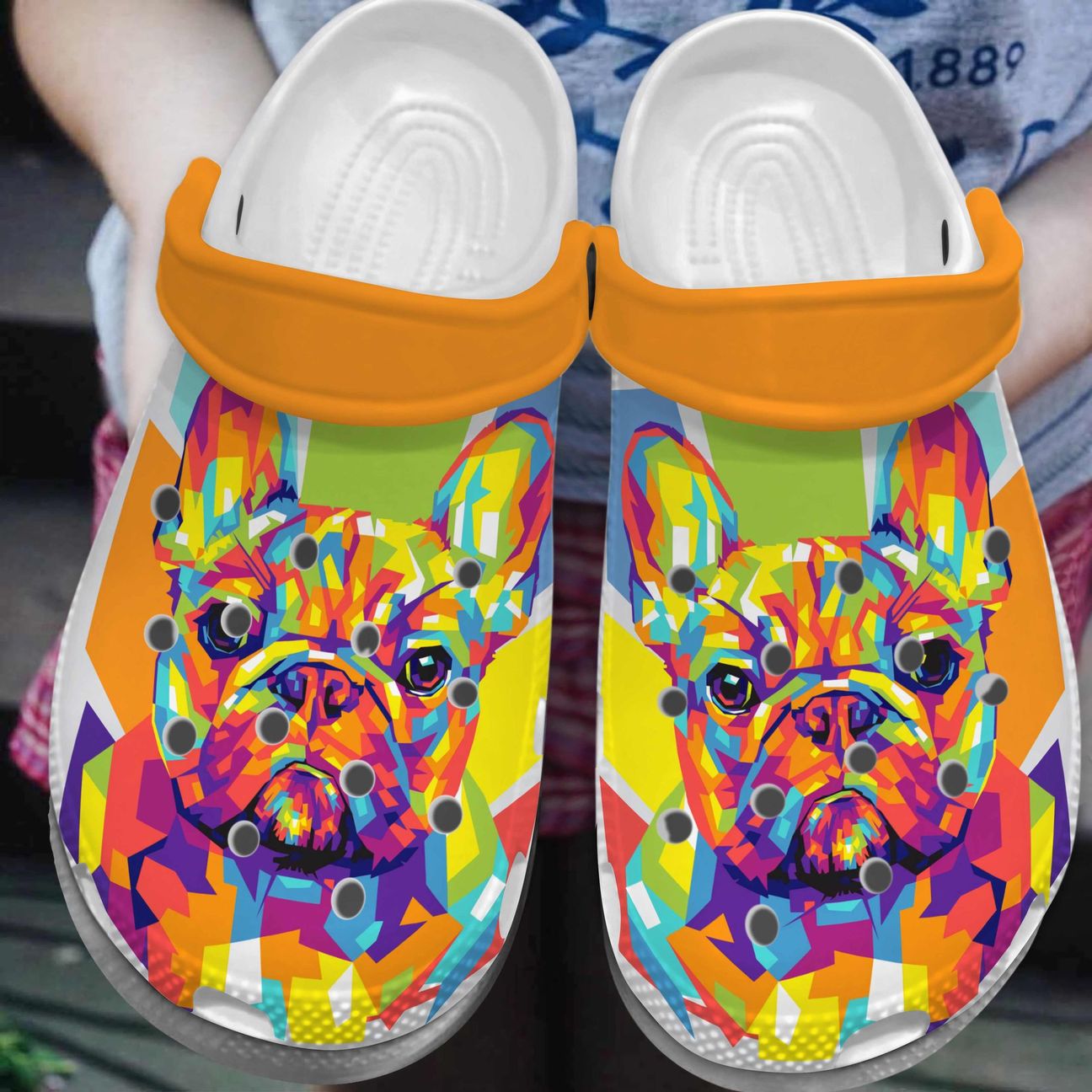 French Bulldog Personalized Clog, Custom Name, Text, Color, Number Fashion Style For Women, Men, Kid, Print 3D Colorful Crystals