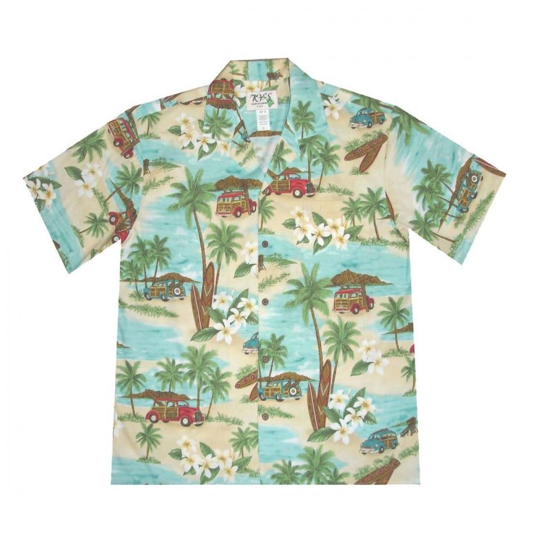 Woody Car Hawaii Graphic Print Short Sleeve Hawaii Casual Shirt Ha79685