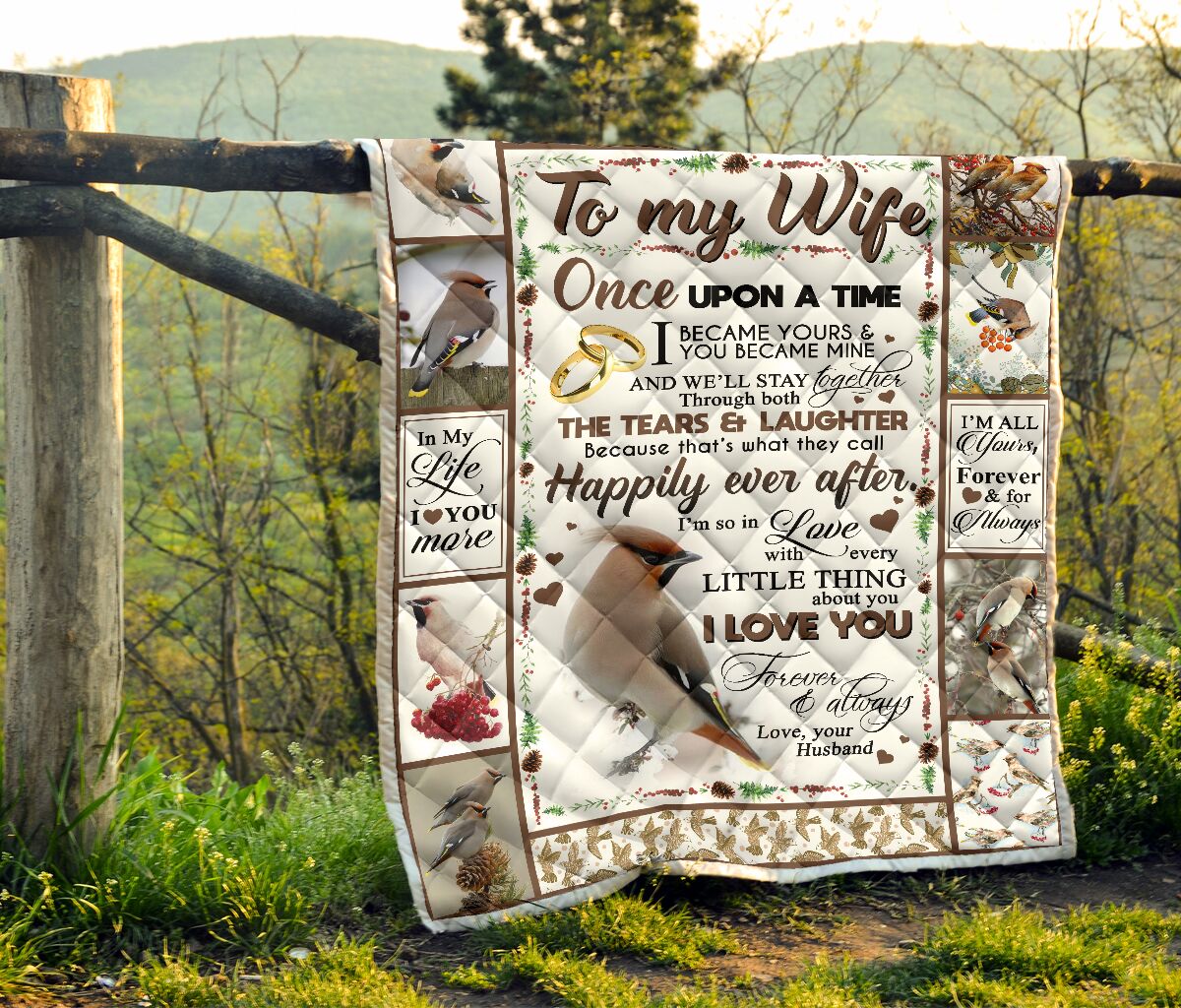 ViticStore™ Lark Birds  –  light brown cotton kingsize quilt for wife