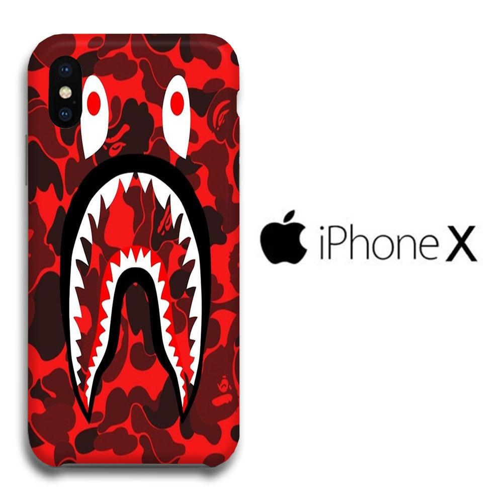 The Red Shark Bape Camo Iphone X 3D Case