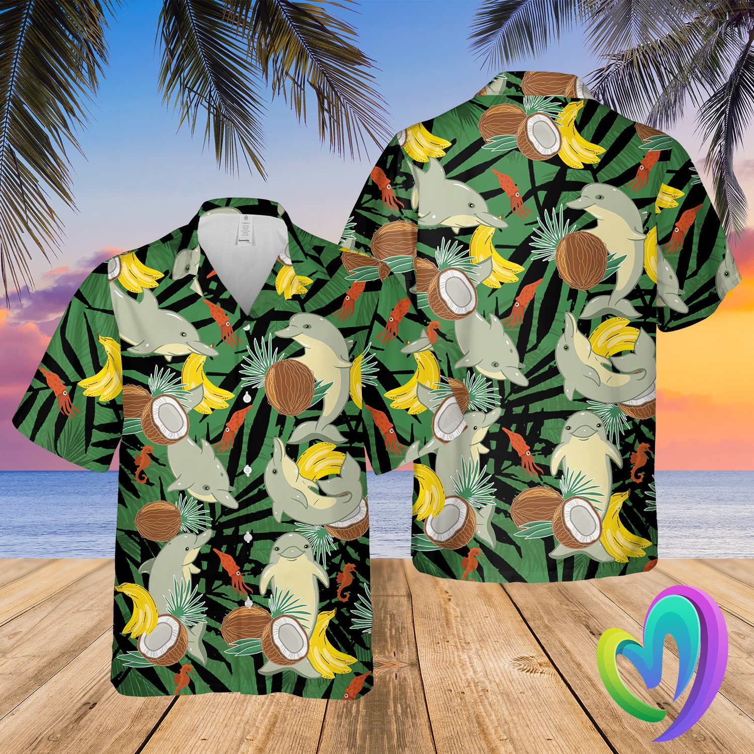 Dolphin Hawaiian Summer Beach Shirt Funny Aloha Shirt QBSM03