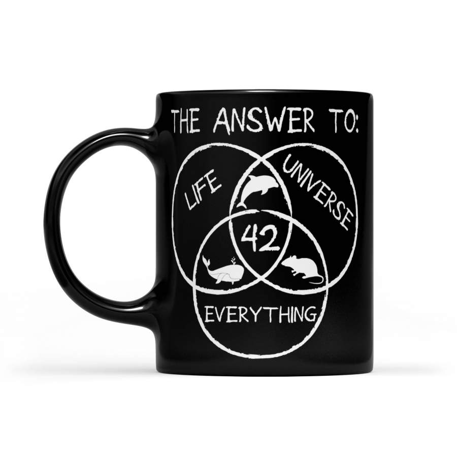 The Answer Dolphin Whale Rat To Everything 42 – Black Mug