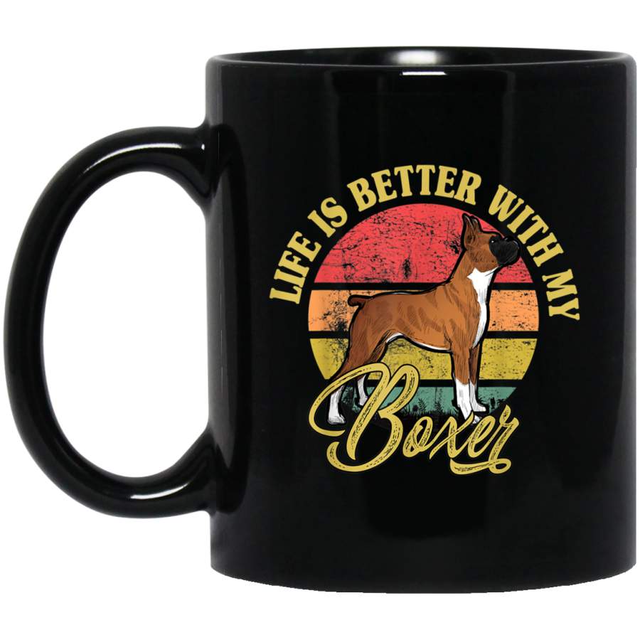 Boxer Dog Mug Vintage Life Is Better With My Dog Retro