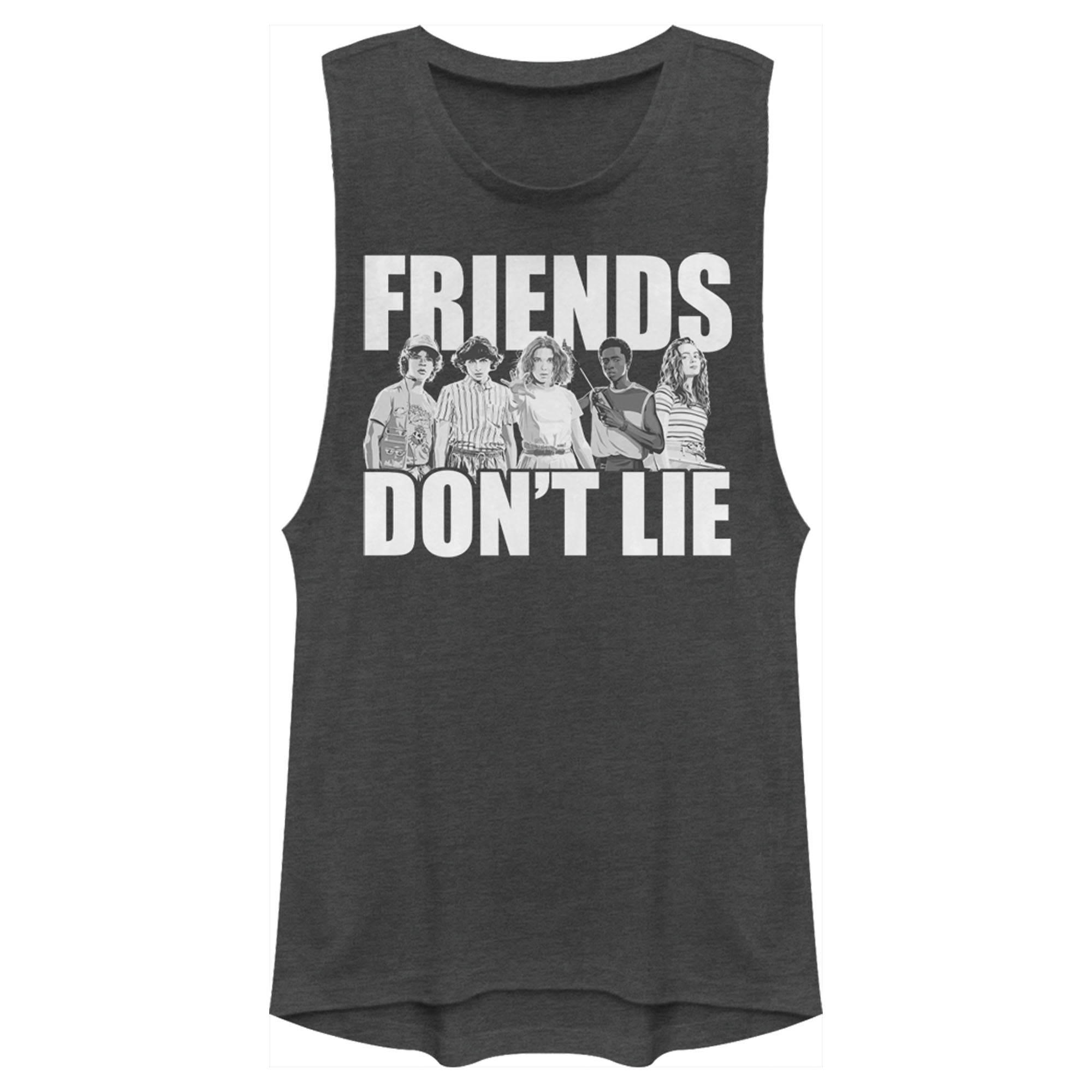 Stranger Things Junior’S Friends Don’T Lie Character Pose  Festival Muscle Tee