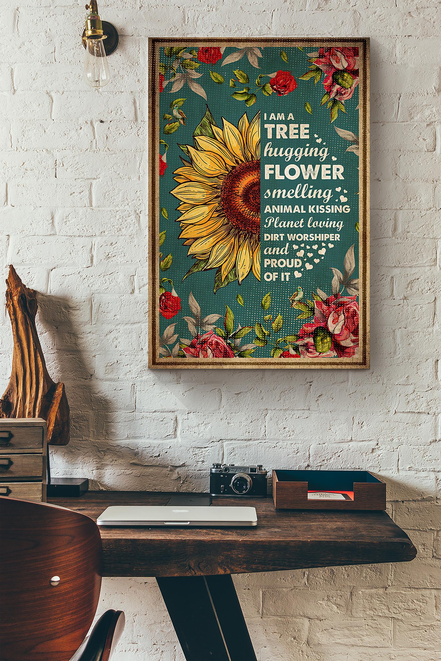 Hippie I Am A Tree Hugging Flower Smelling Animal Kissing Planet Loving Poster Wrapped Canvas