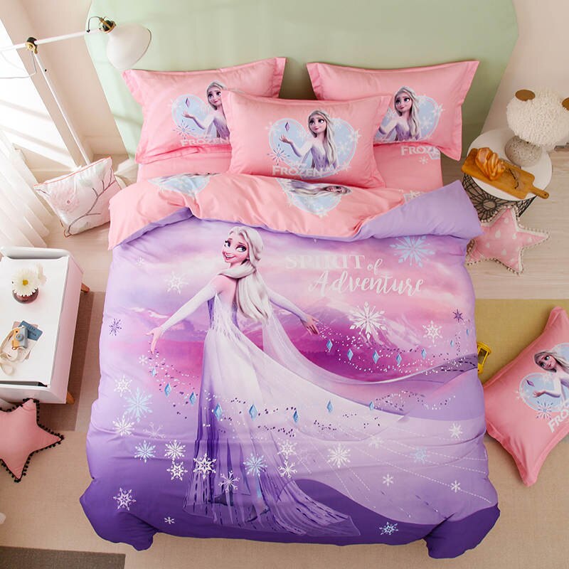 Amazing Blue Frozen Elsa Princess Bedding Set Queen Size  Duvet Cover Cotton Fabric 600Tc 3D Printed Bed Linens