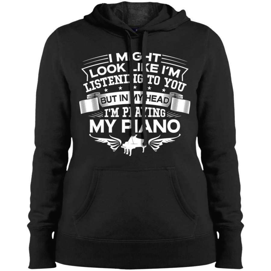 AGR In My Head I’m Playing My Piano Ladies’ Pullover Hooded Sweatshirt