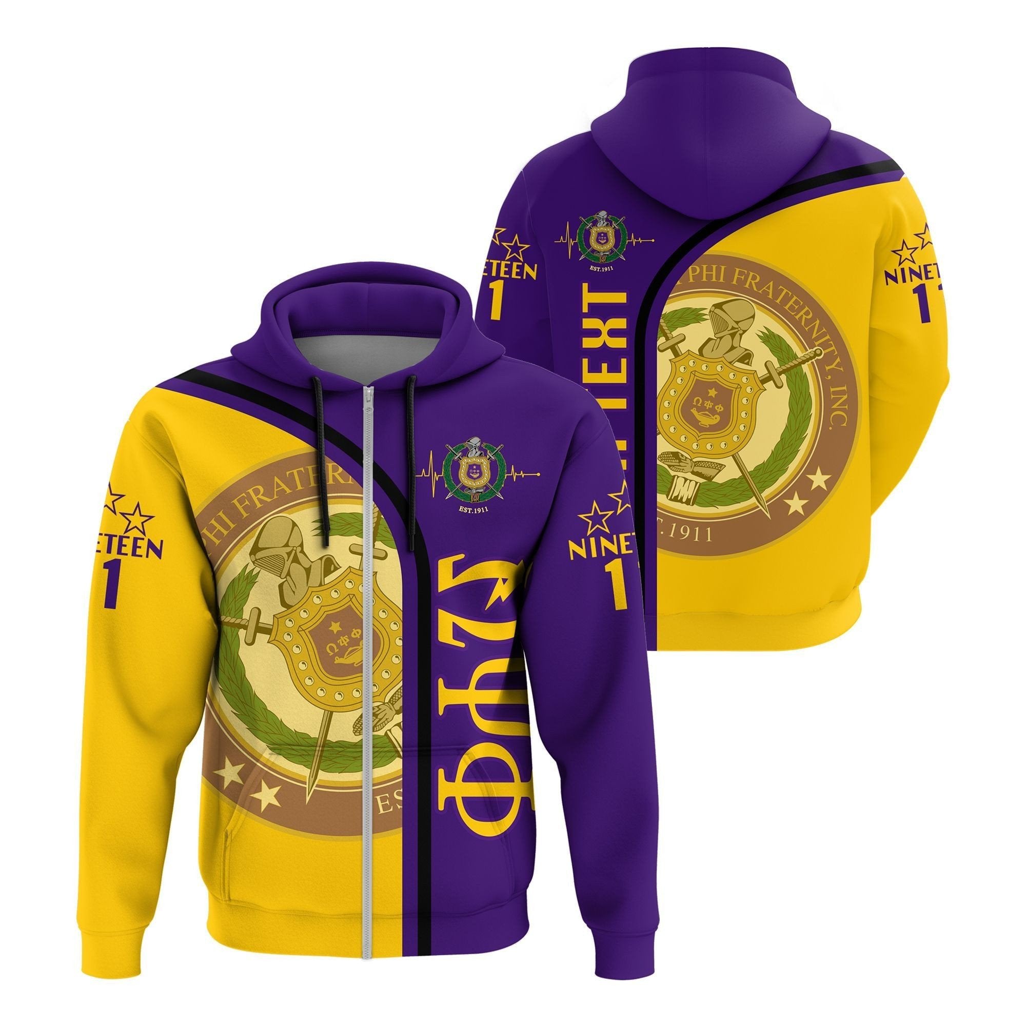 Fraternity Hoodie – Personalized Omega Psi Phi In My Heart Zip Hoodie