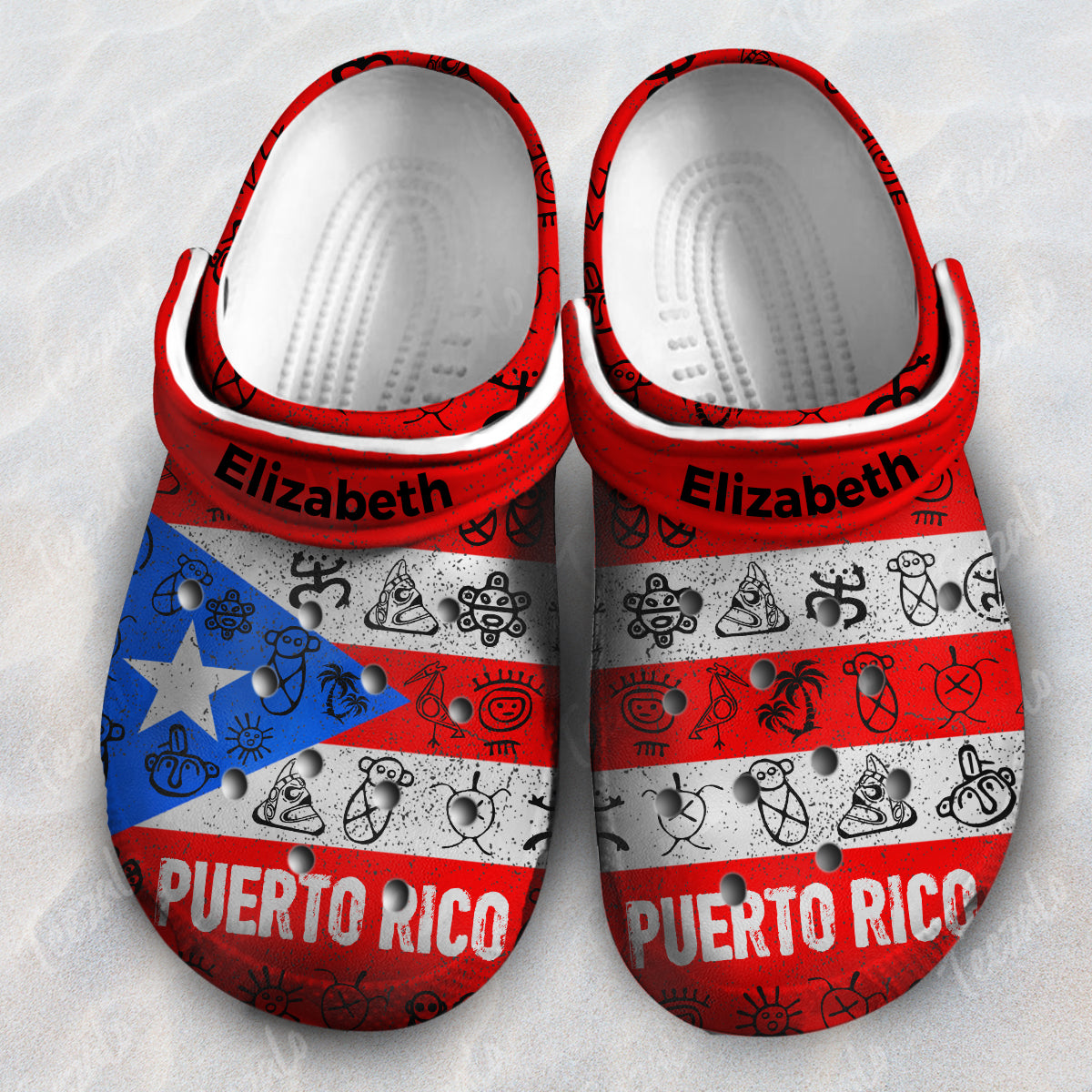 Vintage Puerto Rican Flag Symbols Personalized Clogs Shoes