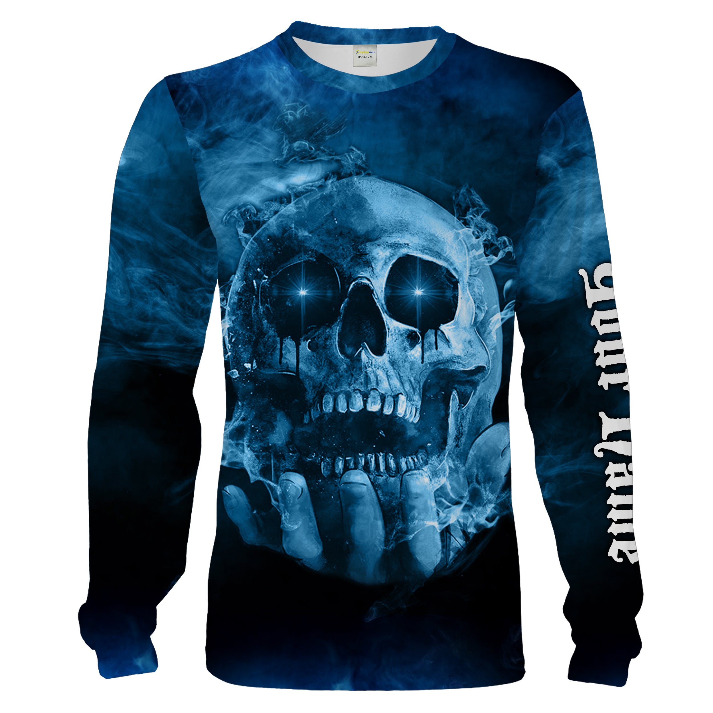 Skull in blue Custom Name 3D Full printing Pullover Sweatshirt, Long sleeve, Hoodie Gift for Men, Women Chipteeamz FSD1745