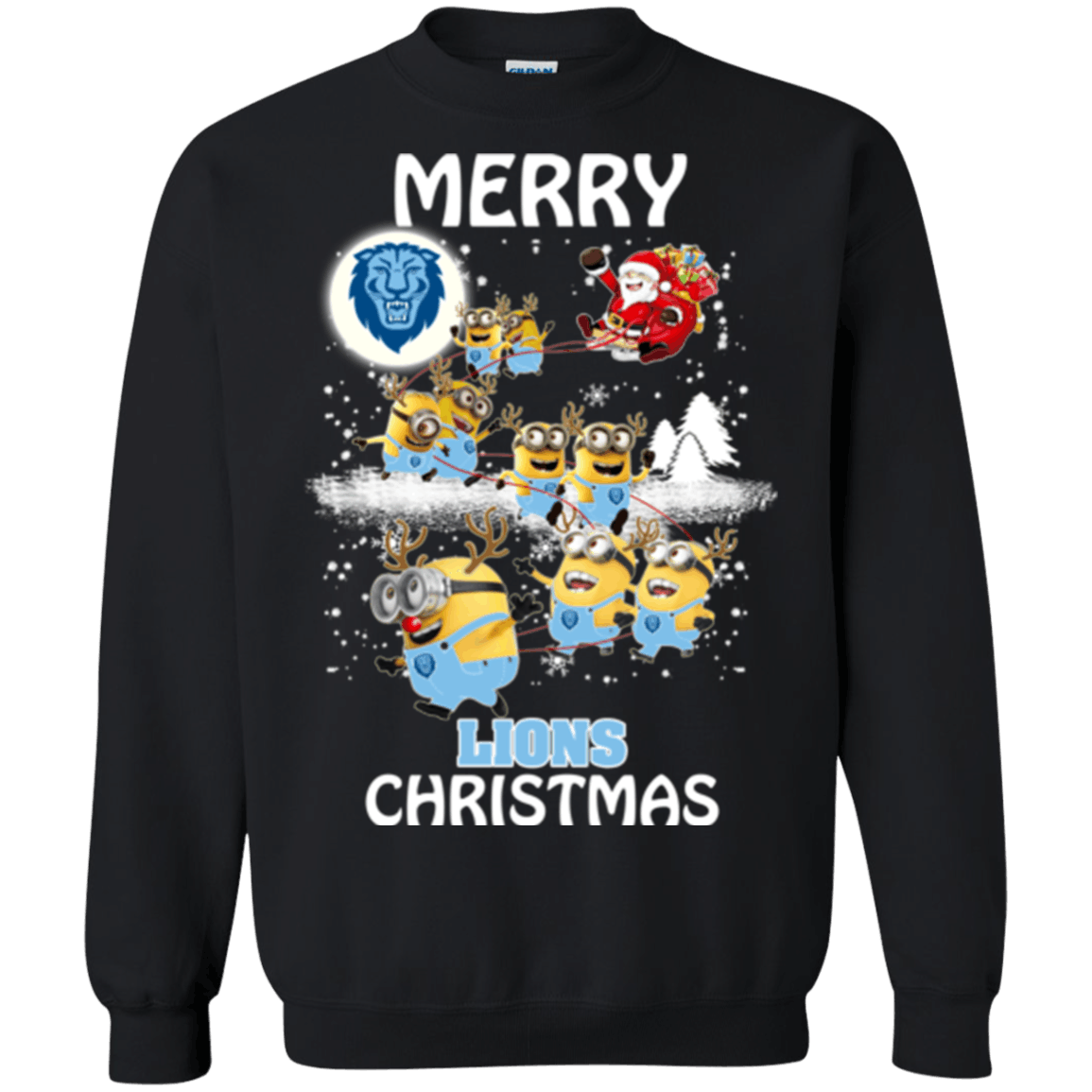 Nice Shirt Columbia Lions Minion Ugly Christmas Sweaters Santa Claus With Sleigh Hoodies Sweatshirts