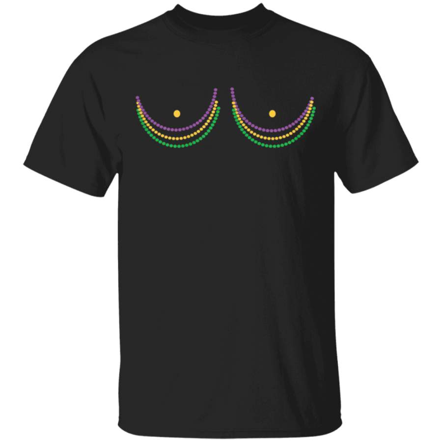 Womens Boobshirt Mardi Gras Costume Beads Boobs Shirt Funny Gift T-Shirt