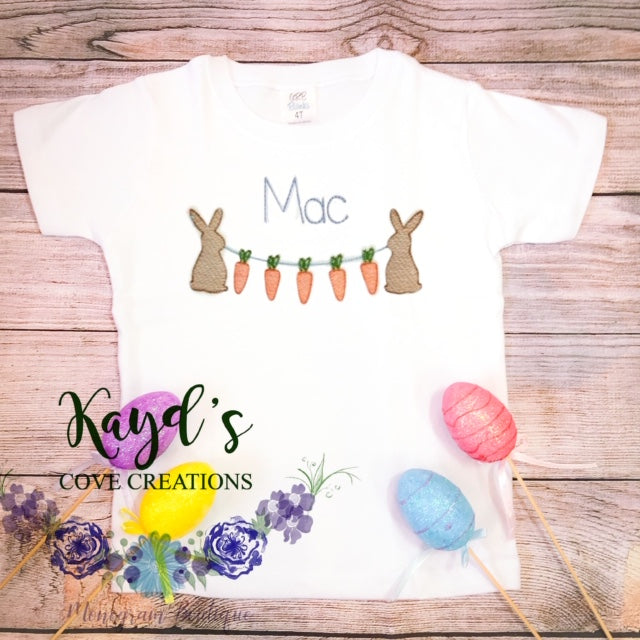 Bunny Carrot Banner Embroidery Tee