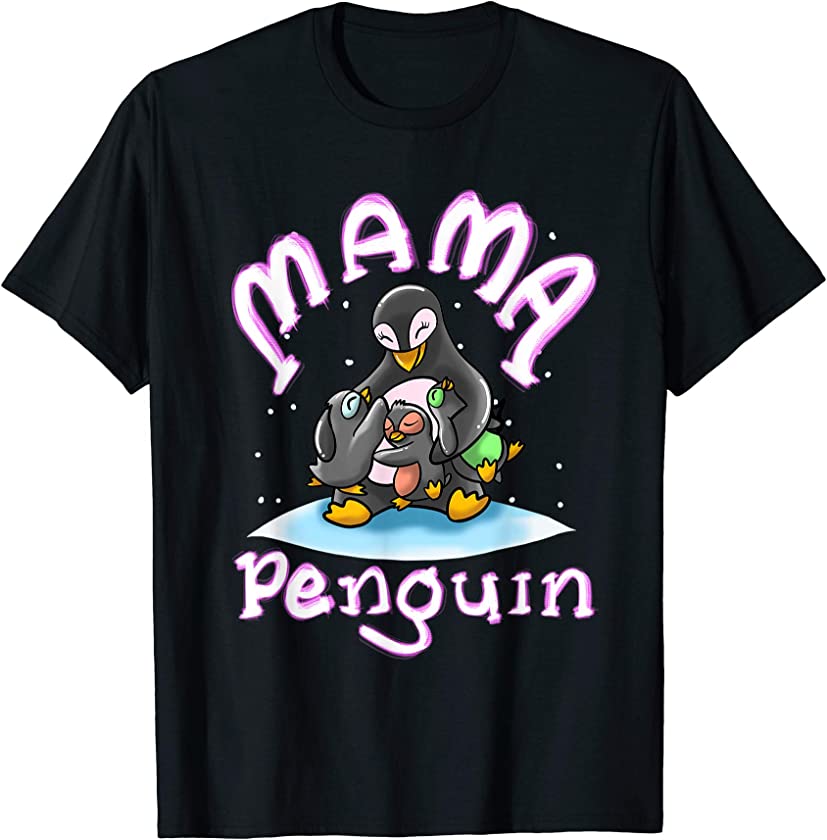 Mama Penguin | Cool Mommy Flippers Funny Women Mother Gift T-Shirt