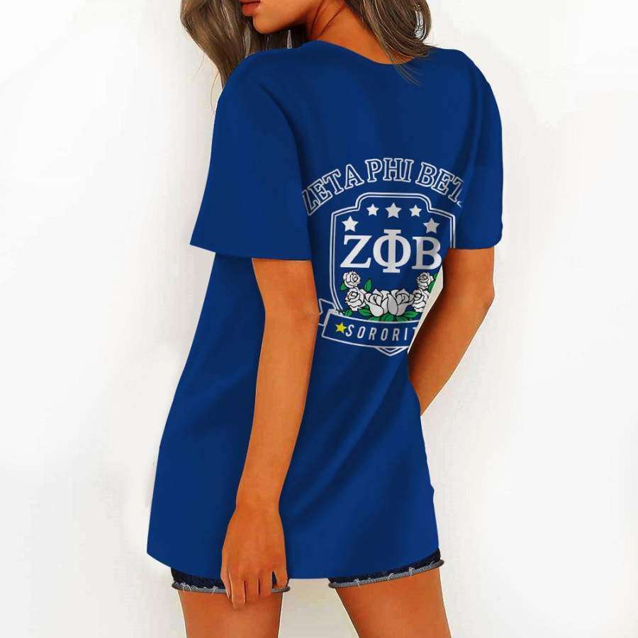 ZETA PHI BETA HOLLOW OUT V-NECK T SHIRT 4520201