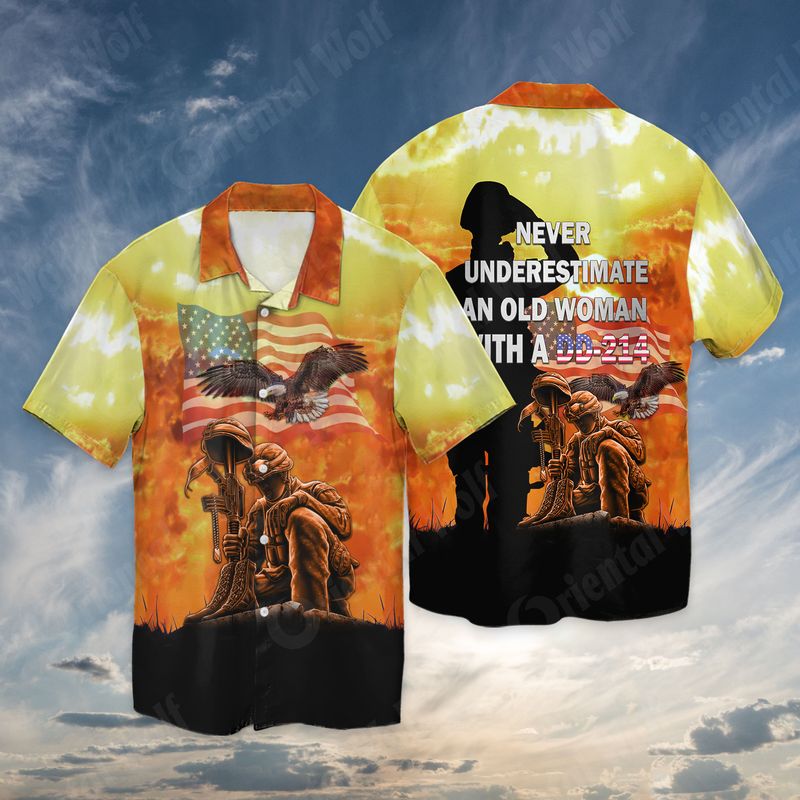 Veteran Old Woman With A Dd 221 3D Full Print Hawaiian Shirt