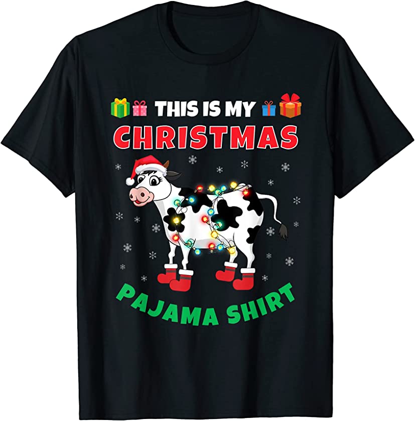 Santa Cow Farm Animal Farmer This Is My Christmas Pajama T-Shirt