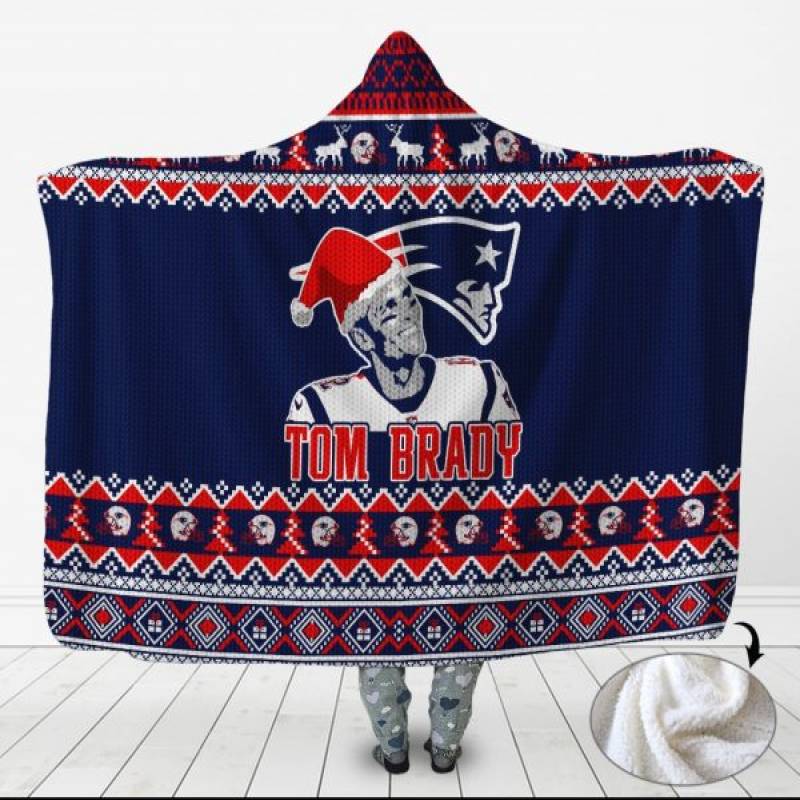 New England Patriots All I Want For Christmas Is Tom Brady Ugly Christmas 3D Hooded Blanket