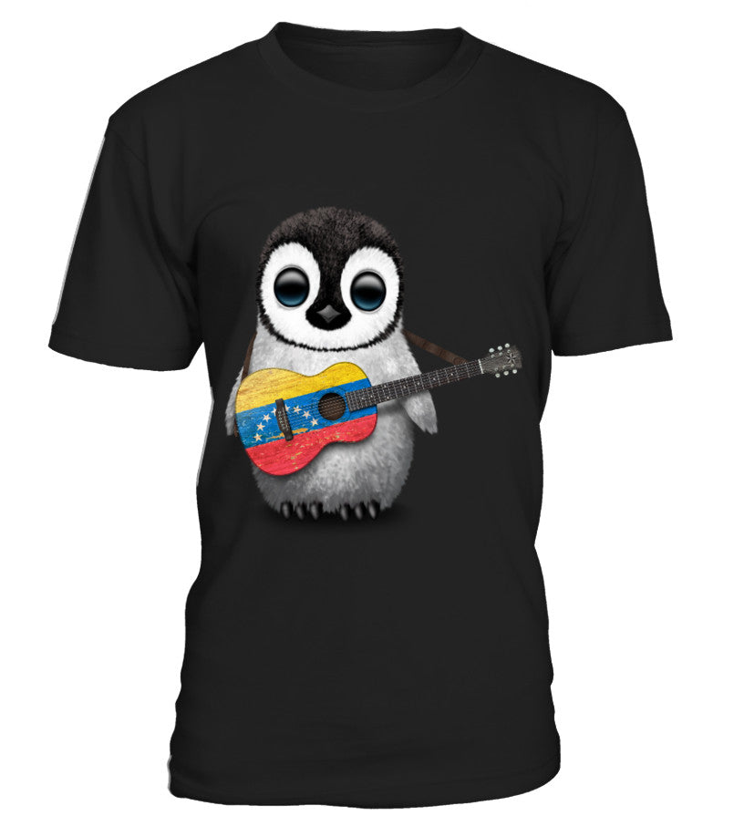 Baby Penguin Playing Venezuelan Flag Guitar T shirts C-JIBZ3