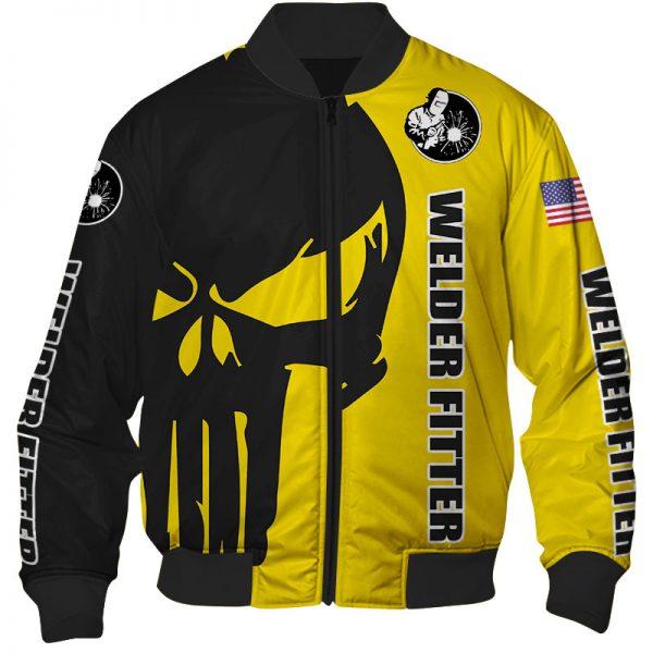 Welder Fitter Us Flag Skull Yellow Color 3D All Over Printed