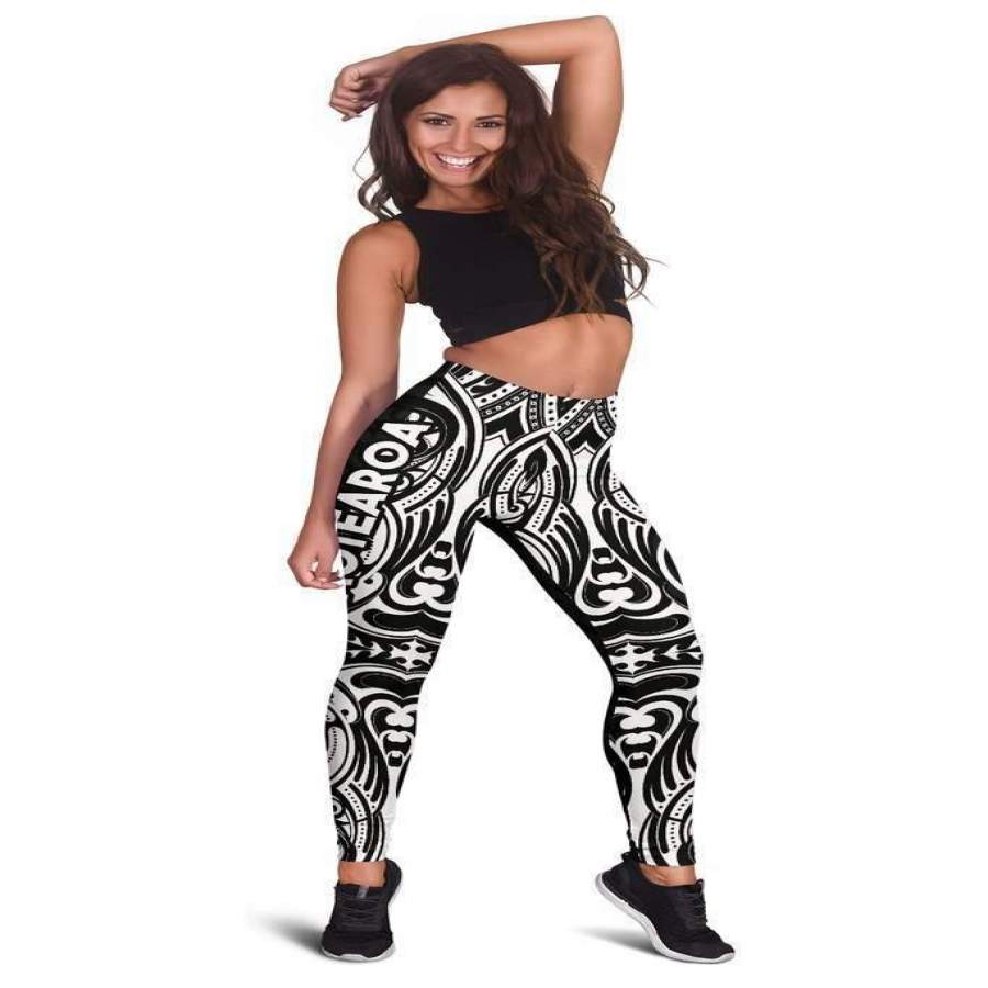 Aotearoa Maori with Map and Silver Fern Leggings – Front Half Style HC0908