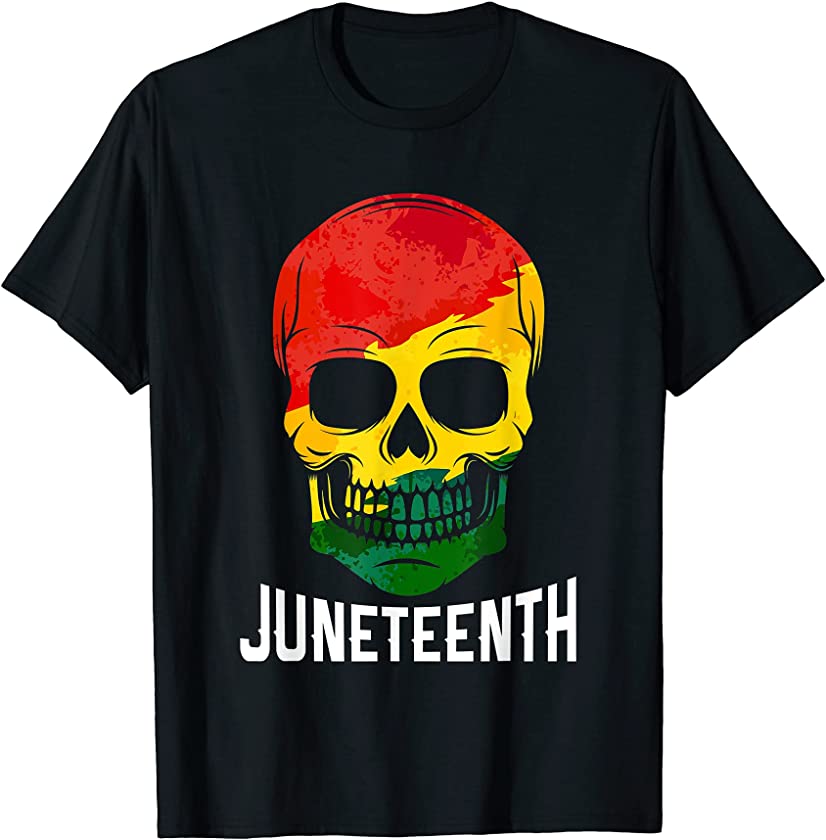 Skull Juneteenth Freedom Day African American Black Pride T-Shirt