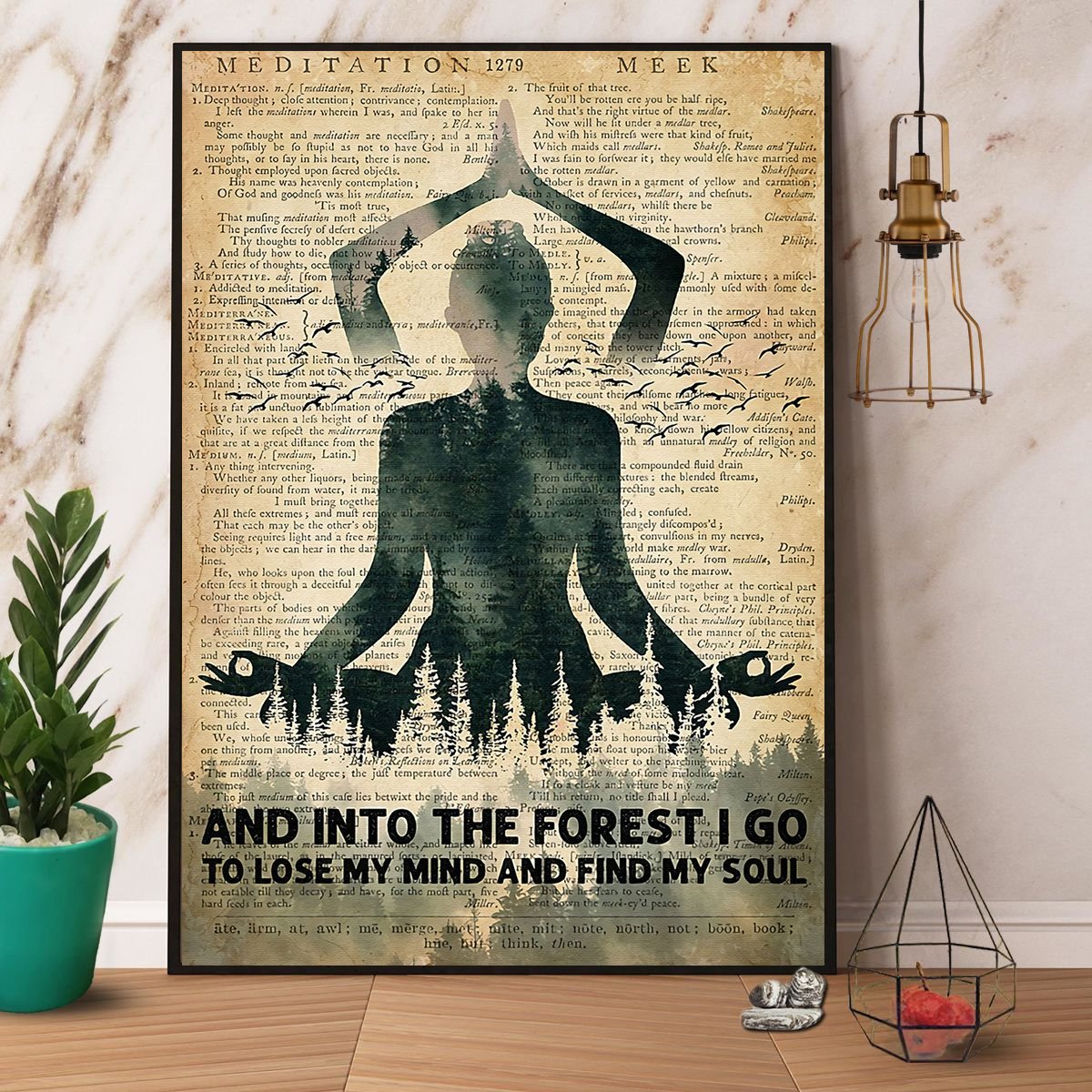 Vintage Yoga And Into The Forest I Go To Lose My Mind And Find My Soul Paper Poster No Frame  Matte Canvas Wall Decor