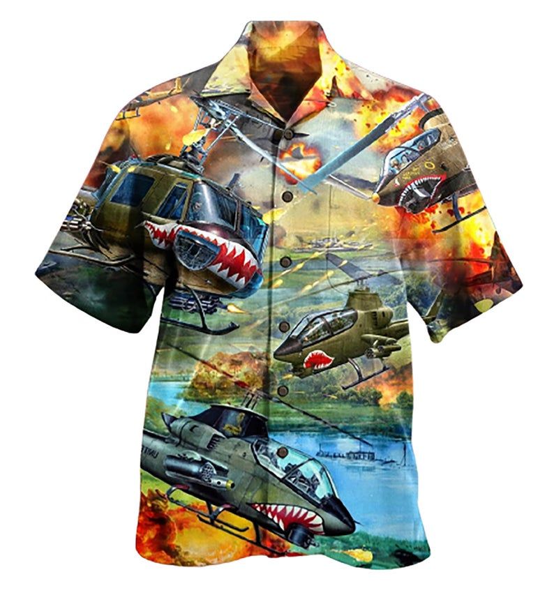 Helicopter Multicolor Nice Design Hawaii Shirt Ha61494