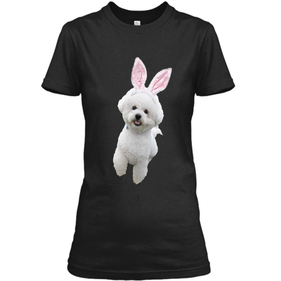 Bichon Frise Wearing Easter Bunny Ears Dog T-Shirt Ladies Custom