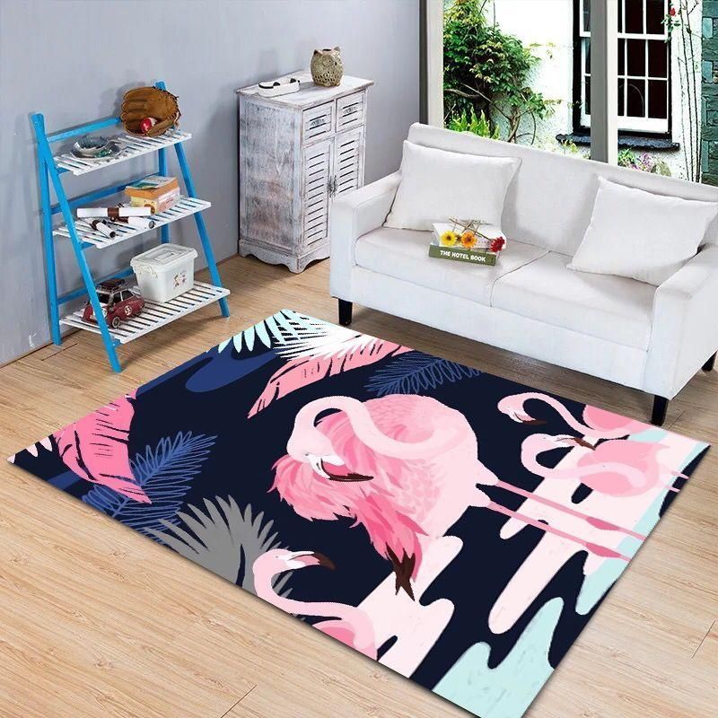 Black Pink Flamingo Rectangle Limited Edition  Sku 263421 Rug