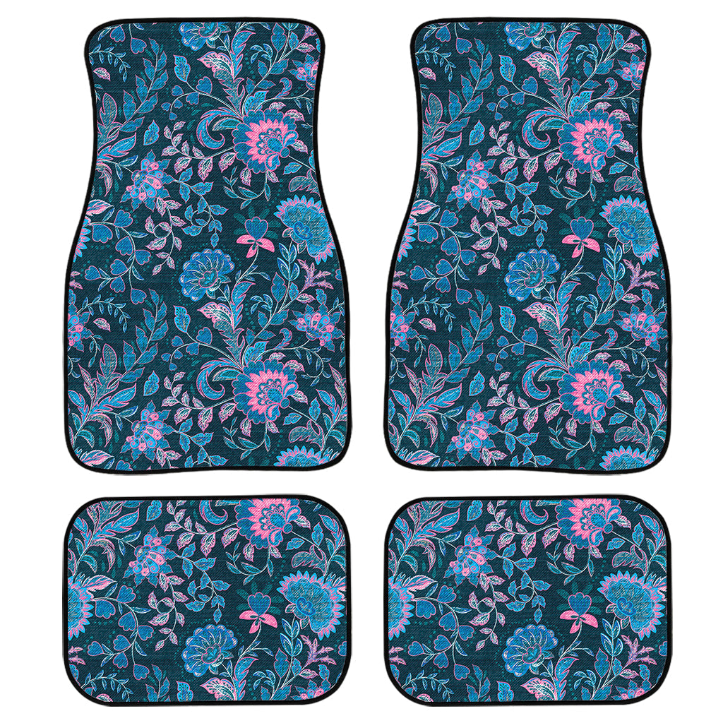 Bohemian Denim Jeans Pattern Print Front And Back Car Floor Mats, Front Car Mat