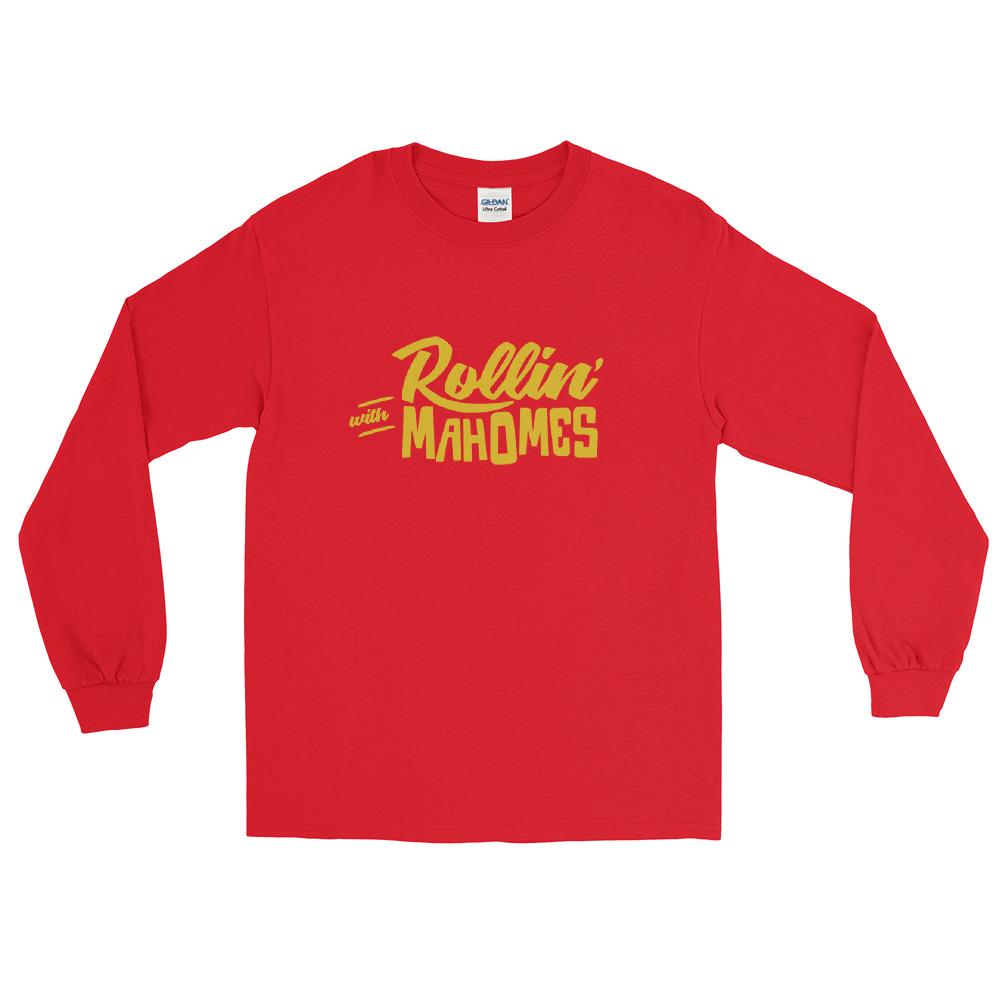 Rollin With Mahomes Red Long Sleeve T-Shirt For Kansas City Football Fans