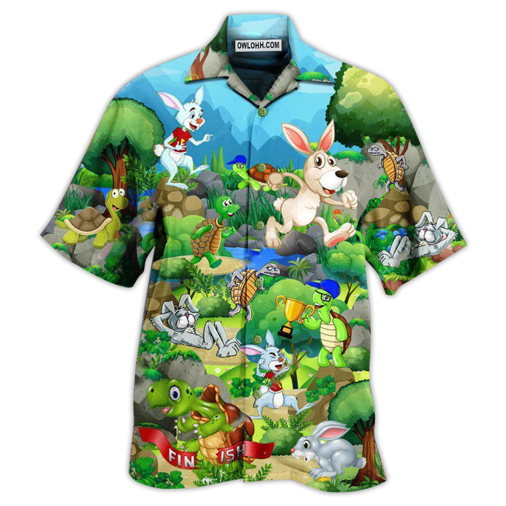 Rabbit Turtle Race Between The Arrogant And The Hard Working – Hawaiian Shirt  – Owl Ohh