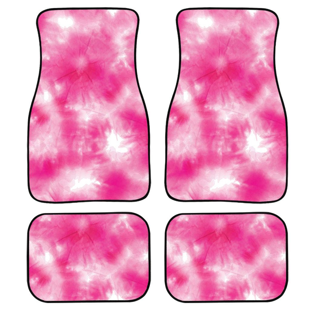 Pink Shibori Tie Dye Print Front And Back Car Floor Mats, Front Car Mat