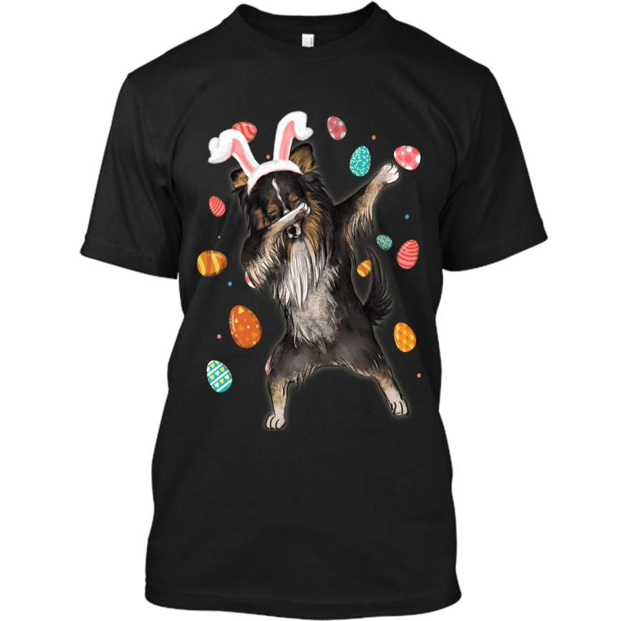 Dabbing Shetland Sheepdog With Easter Bunny Ears Shirt Custom Ultra Cotton