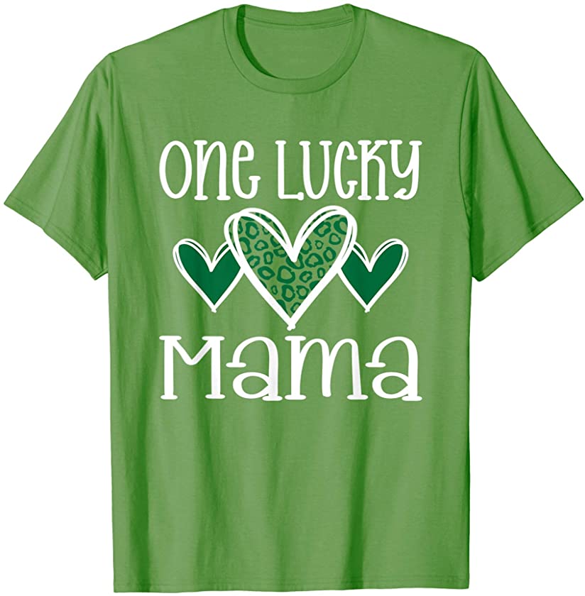 St. Patrick’s Day One Lucky Mama Leopard Print Heart T-Shirt