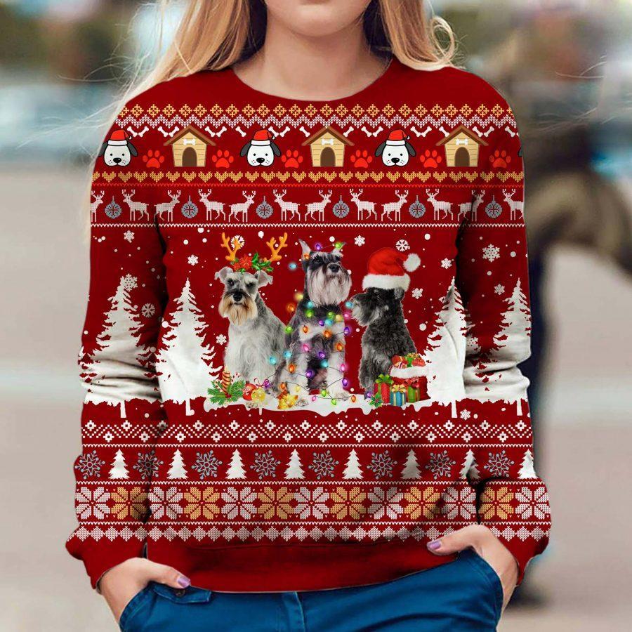 Schnauzer Christmas – Ugly Christmas Sweatshirt – 3D Sweatshirt