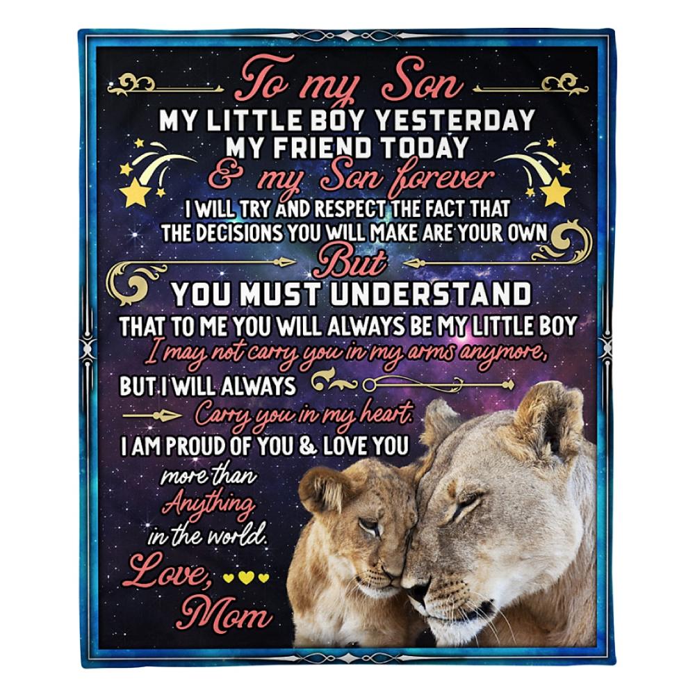 To My Son My Little Boy Fleece Blanket Gift From Mom Family Gift Home Decor Bedding Couch Sofa Soft And Comfy Cozy