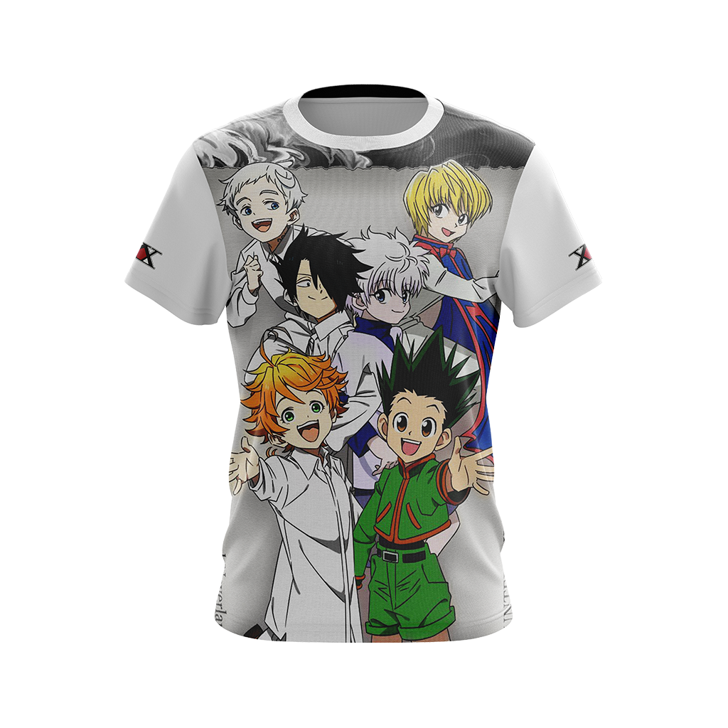 Unifinz Hunter X Hunter Shirt The Promised Neverland Crossover Hunter X Hunter White Shirt Anime Shirt Adult Full Size Unisex 2022