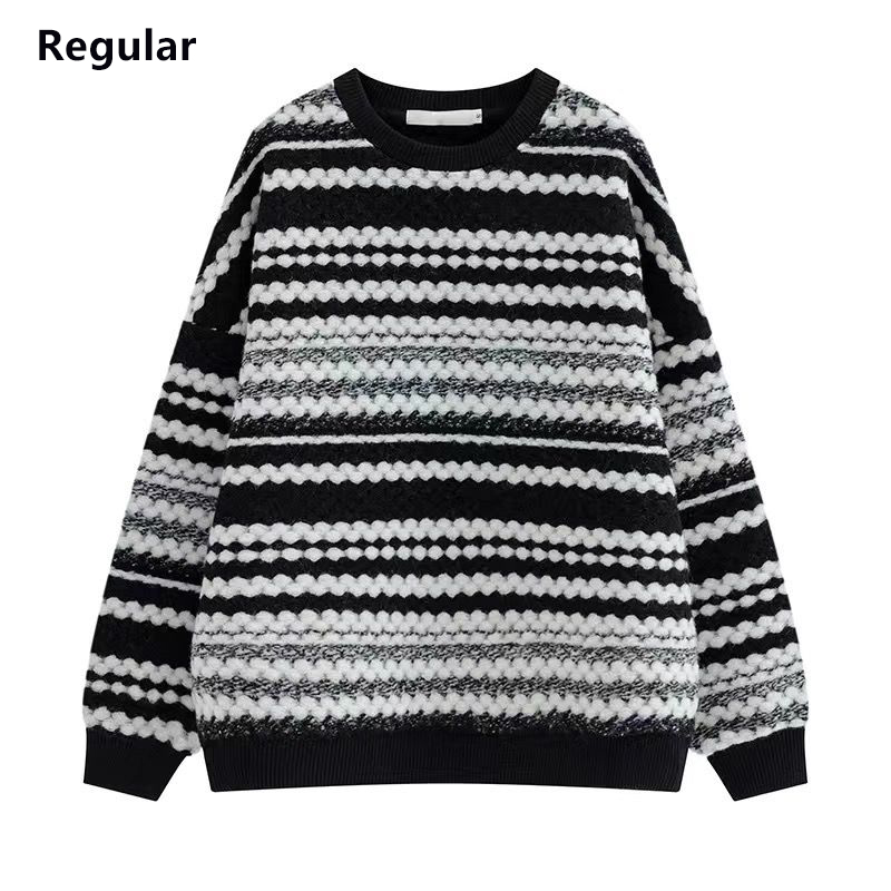 Vintage Striped Sweater Women Autumn Winter Thick Warm Knitted Pullover Korean Style Oversized Casual Knitwear Jumper Pull Femme alx