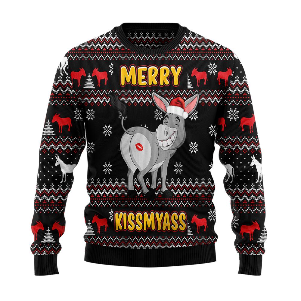 Merry Kissmyass Donkey 9Basic Christmas Sweater